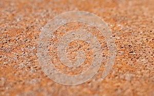 Macro photo of rusty metal surface, rough old texture background. Selective focus in the middle of the frame