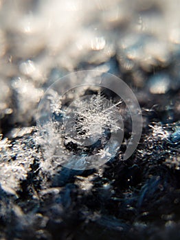 Macro photo of a snowflake