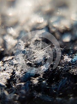 Macro photo of a snowflake