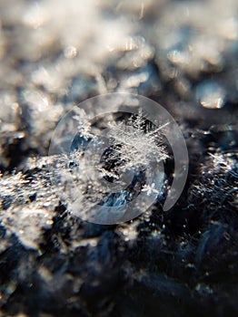 Macro photo of a snowflake