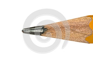 Macro photo of used pencil lead on white isolated background