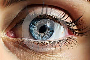 Macro photo of the woman blue eye