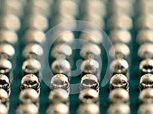 Macro Close-up of BGA Solder Ball Array on Microchip
