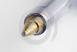 Macro photograph of ball point biro pen