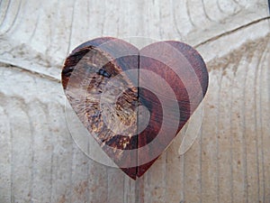 Macro Photograph of Handcrafted Little Wooden Heart photo