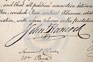 Macro Photograph of the John Hancock Signature