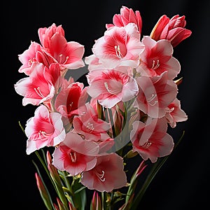 A macro photograph of Pink Lisianthus, octane render, cinematic, volumetric lighting, shot on IMAX 70mm, high contrast.Generative