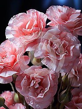 A macro photograph of Pink Lisianthus, octane render, cinematic, volumetric lighting, shot on IMAX 70mm, high contrast.Generative