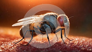 Macro photography of an Arthropod, Insect, and Pest a fly on a red surface photo