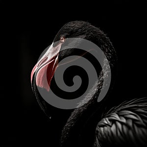 macro photography of a black flamingo