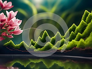 Macro photography captures the smallest details of a sustainable business growth graph idea in a natural
