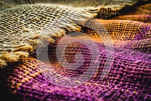 macro photography finely woven burlap sack