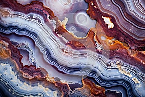 Macro photography of intricate patterns in a slice of agate