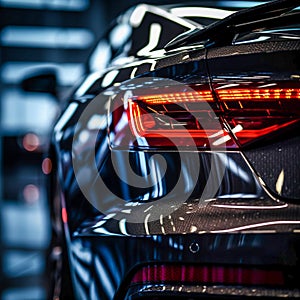 Macro photography of the led lights of an Audi RS7, Generative AI