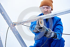 Macro photography male with bulgarian cuts the frame of panel