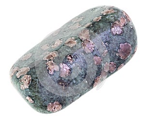 polished eclogite gem stone on white photo