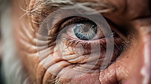 Macro photography of old man eye