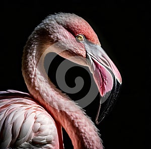 macro photography of a pink flamingo