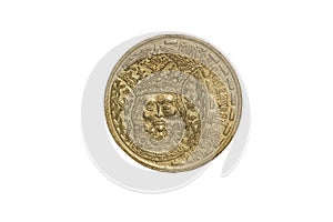 Macro photography of a romanian aniversary coin