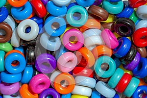 Macro photography of some hollow colorful beads