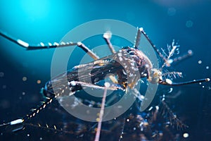 Macro photography of a tiger mosquito