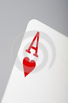 Macro picture of ace of hearts playing card