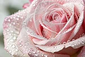 Macro of a pink rose with dew photo