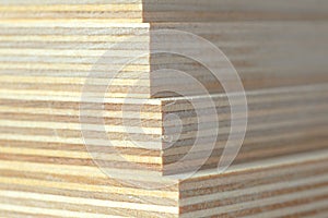 Macro plywood boards stacked photo