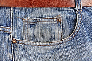 Macro of the Pocket of a pair of Jeans