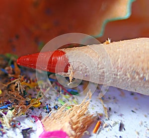 Macro of red pencil at school