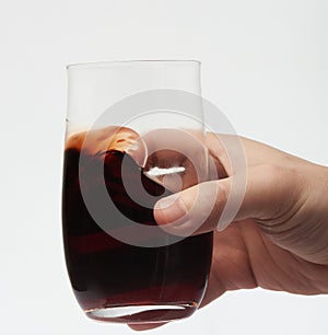 Macro of red wine in glass