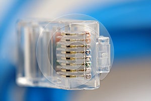 Macro of RJ45 Network Connection Plug