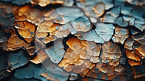 Macro of rusty metal with a peeling paint texture
