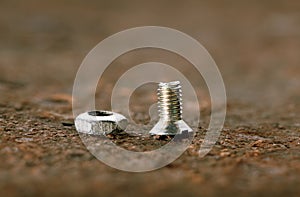Macro of bolt and nut