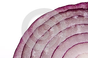 Macro section of sliced red onion