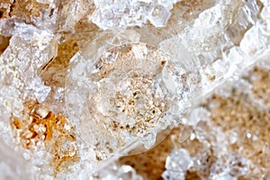 Macro shooting of natural gemstone. Raw mineral quartz.