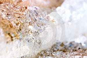 Macro shooting of natural gemstone. Raw mineral quartz.