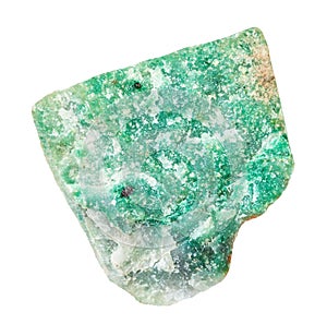 rough green Aventurine stone isolated photo