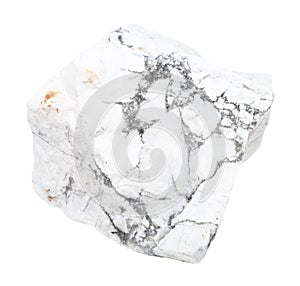 Rough Howlite gemstone isolated on white photo