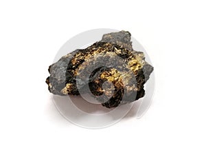 Macro shooting of Pyrolusite isolated on white background.