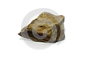 Macro shooting of shale rock on white background.