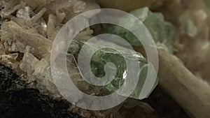 Macro Shot of Apophyllite and Stilbite Minerals, Displaying their Unique Geometric Structures