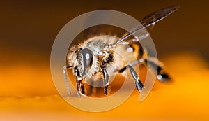 Macro shot of bees Sweet drink