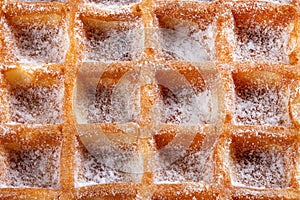 Macro shot of a belgian waffle