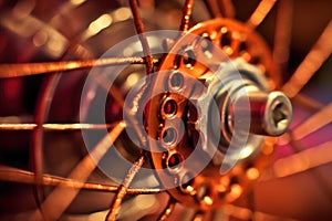 macro shot of a bicycle spoke tensioning