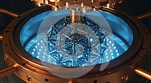 Advanced quantum processing core with blue light