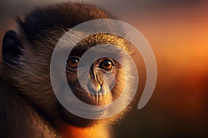 A macro shot captures of a monke