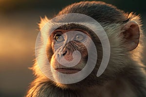 A macro shot captures of a monke