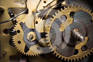 Macro shot of clockwork gears inside the watch