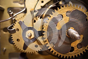 Macro shot of clockwork gears inside the watch